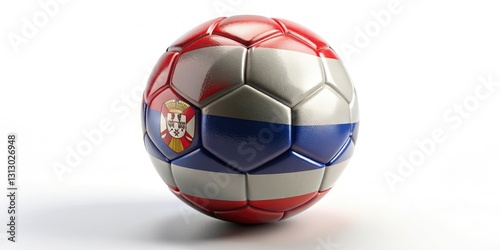 Tilt-Shift Serbian Soccer Ball 3D Render - Miniature Football Isolated White Background photo