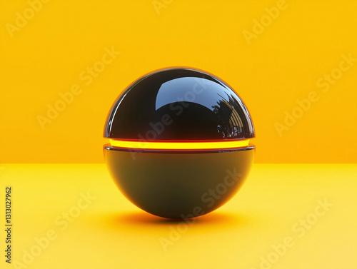 3D sentient AI orb isolated on a solid color background