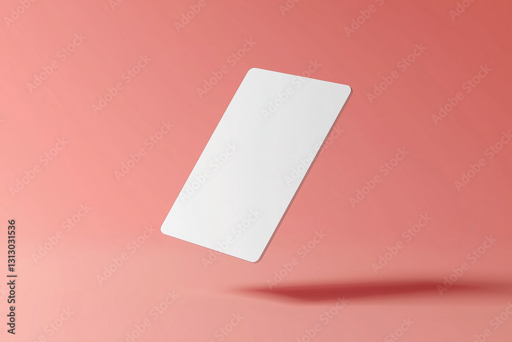 Modern business card floating in mid-air isolated on a solid color background Modern business card floating in mid-air isolated on a solid color background