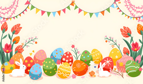easter eggs with flowers