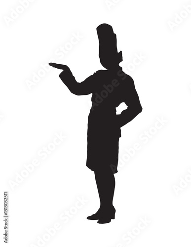 Female Chef Silhouette Vector | Professional Cook Illustration. Professional Female Chef Silhouette | Culinary Worker Vector