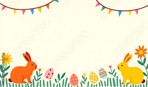 easter card with bunny and eggs