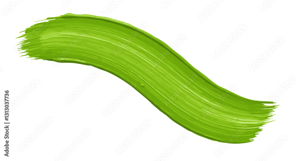 Bright green paint stroke vector illustration on white background for artistic design and creativity or print Bright green paint stroke vector illustration on white background for artistic design and creativity or print
