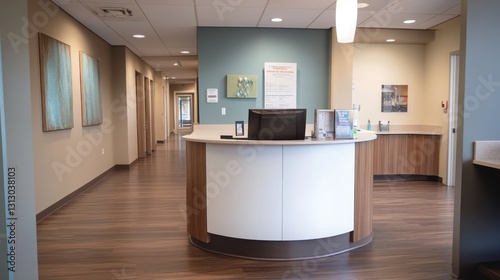 Modern medical reception area, clean and spacious photo