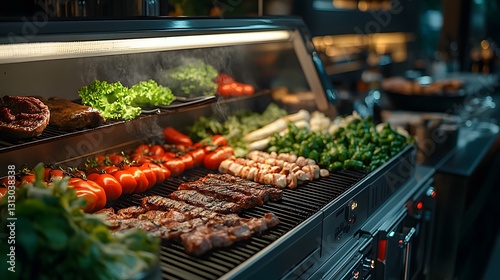 Wallpaper Mural Fresh ingredients and working barbecue machines in a minimalist barbecue restaurant Torontodigital.ca