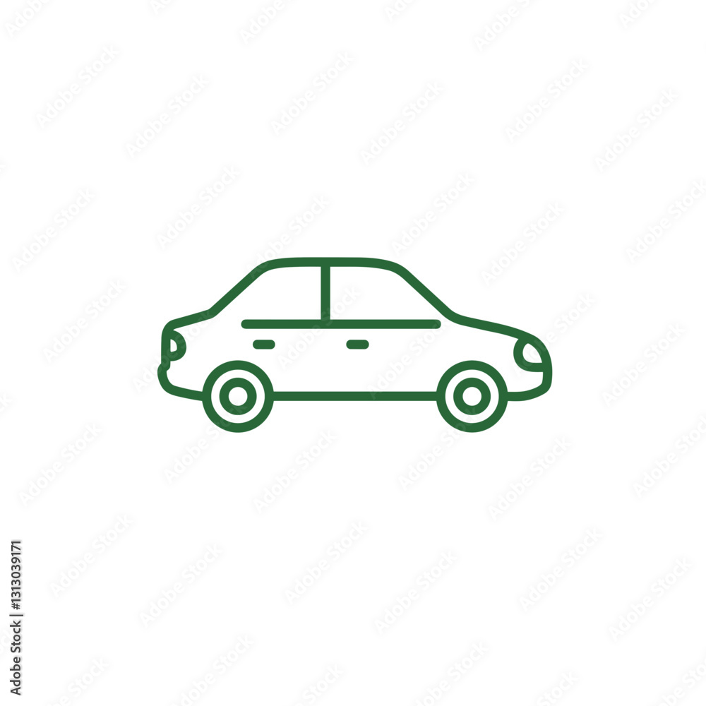 Sedan car icon in side view representing personal vehicle Sedan car icon in side view representing personal vehicle