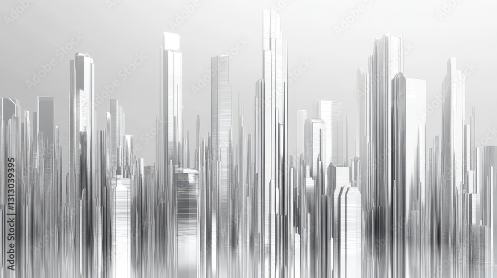 A Futuristic Render Depicting Modern City Architecture in Silver A Futuristic Render Depicting Modern City Architecture in Silver