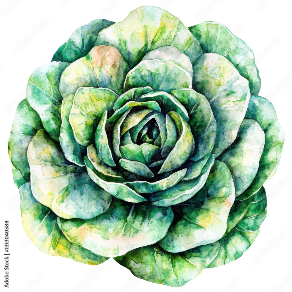 Obraz premium Vibrant green cabbage art nature watercolor studio aesthetics