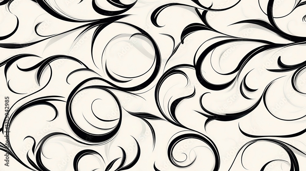 Fototapeta premium Intricate black and white swirl pattern featuring elegant, flowing lines with a modern artistic design aesthetic