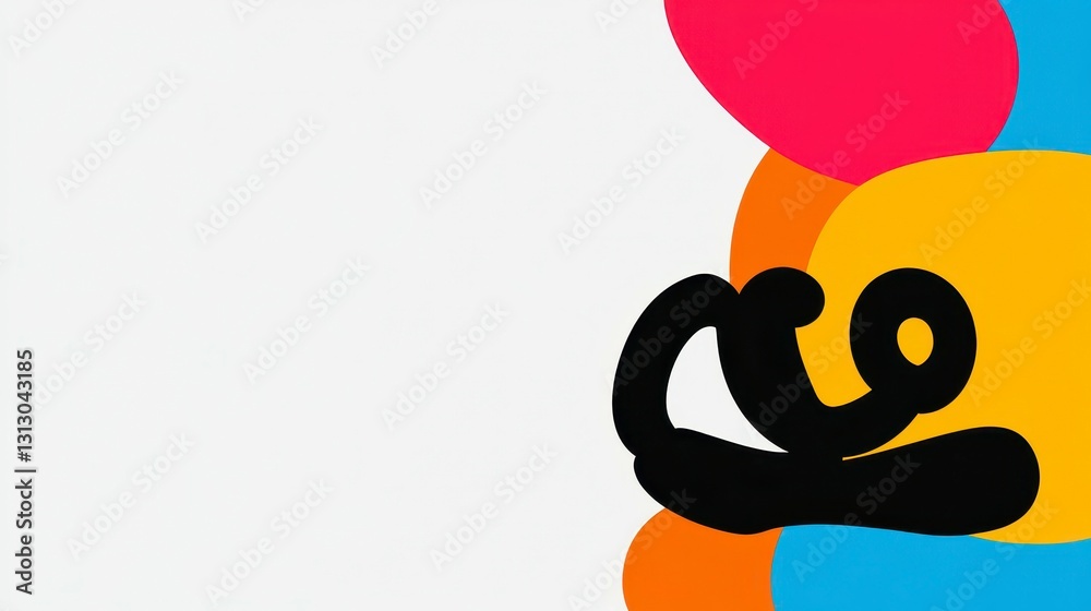 Fototapeta premium Colorful abstract composition featuring bold shapes and vibrant hues with a minimalist white background