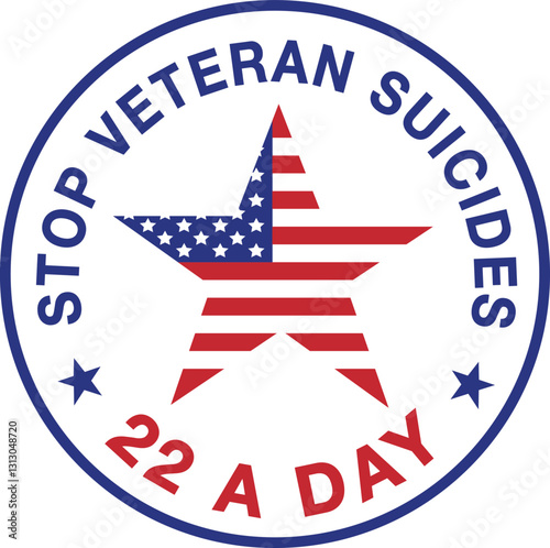 Stop 22 A Day, Veteran Suicides, Vets, American Flag, United States, Military, Veterans Day, Stars and Strips, Vector, Logo