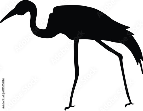 A high-quality vector illustration of an elegant egret standing gracefully in a natural wetland setting. 