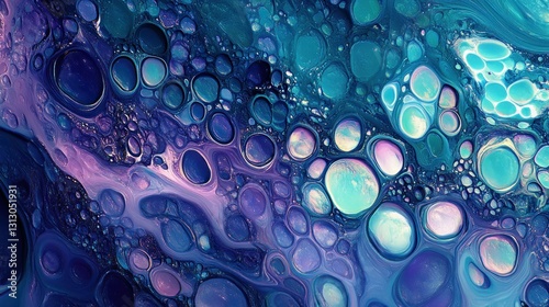 Wallpaper Mural Teal, purple, and blue acrylic pour painting Torontodigital.ca