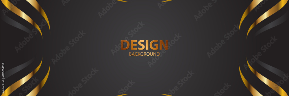 Obraz premium Golden curves on dark background design