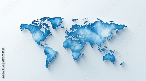 Wallpaper Mural A realistic 3D world map drawing with smooth lines and intricate details of geography, rendered in high-definition 8k resolution, with full depth for a lifelike appearance. Torontodigital.ca