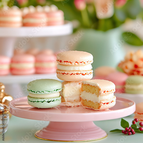  bite of macaron tower cake photo