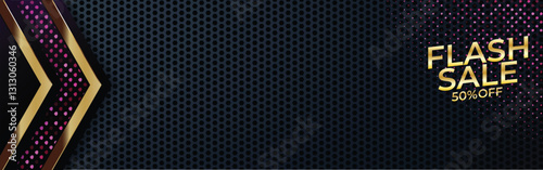 Wallpaper Mural Gold-pink arrow flash sale banner on dark hex grid Torontodigital.ca