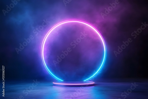 Glowing Holographic Portal Magical Fantasy Teleportation Podium with Dynamic Sci Fi Lighting Effects