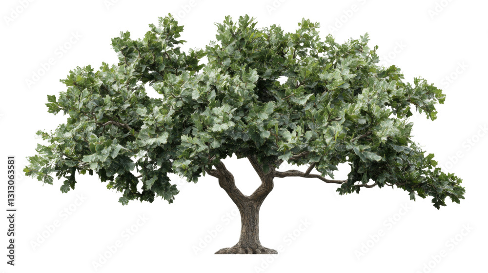 Obraz premium Isolated oak tree with lush green foliage on transparent background