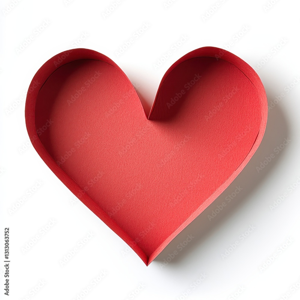 Fototapeta premium Red Papercraft Heart Shape with Blank Background for Romantic Themes, Gifts, Decoration, and Crafting Projects