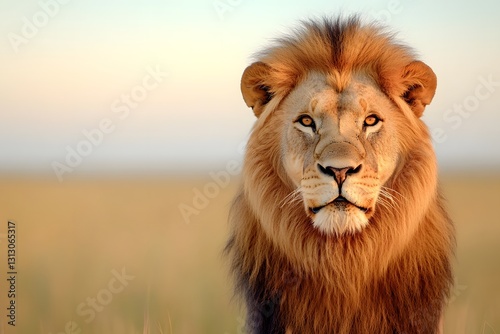 Imposing African Lion Captured in Captivating Close Up Portrait