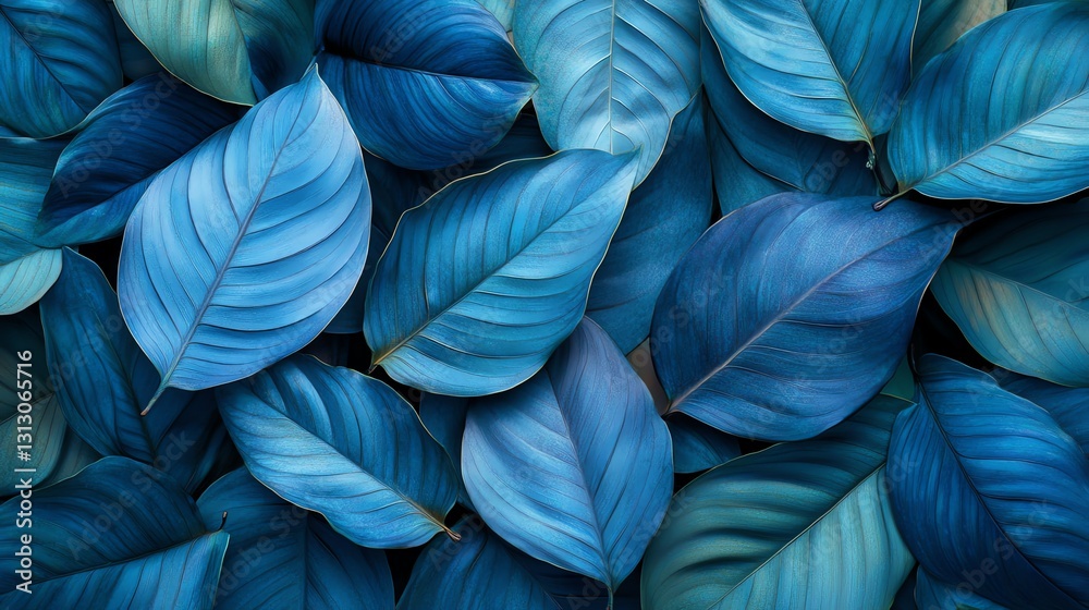 Vibrant Blue Leaves Create a Captivating Natural Pattern Showcasing Intricate Textures and Shades in Close-Up View Vibrant Blue Leaves Create a Captivating Natural Pattern Showcasing Intricate Textures and Shades in Close-Up View