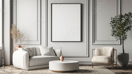 Frame mockup Living room wall poster.