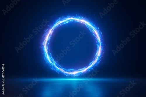 Glowing Blue Holographic Portal with Intricate Magic Circle and Futuristic Technology Design
