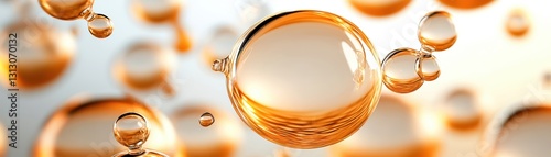 Orange Bubbles Floating in Soft Focus Background for Creative Use