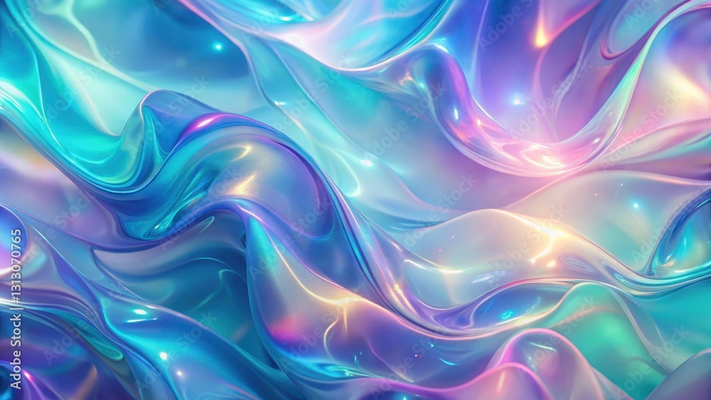 Fototapeta premium Abstract iridescent swirls of pastel colors creating a dreamy, flowing texture background