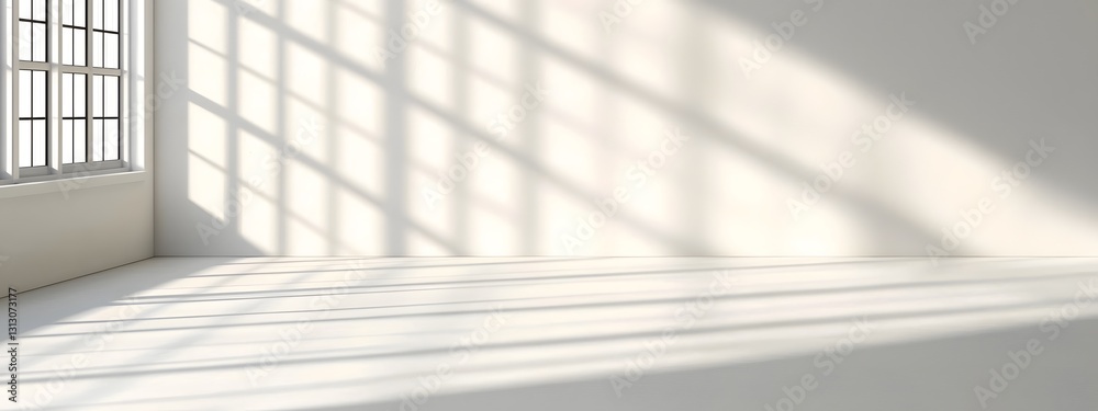 Obraz premium Minimalist Shadow and Light from Window on Wall for Product Presentation
