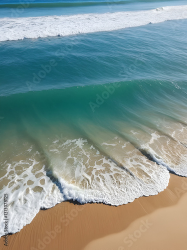 sandy beach and water wave clear water beachside loosen up and tranquility photo