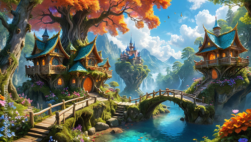 A secret fairy-tale forest, where elves live among gigantic