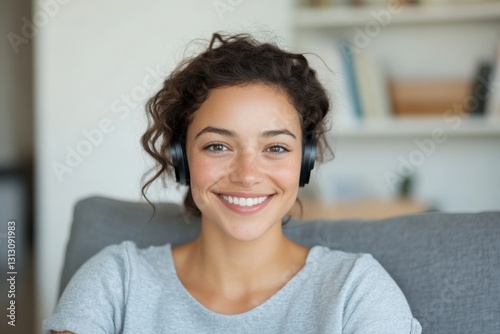 Free Download Woman listening with headphones - GFXLoad