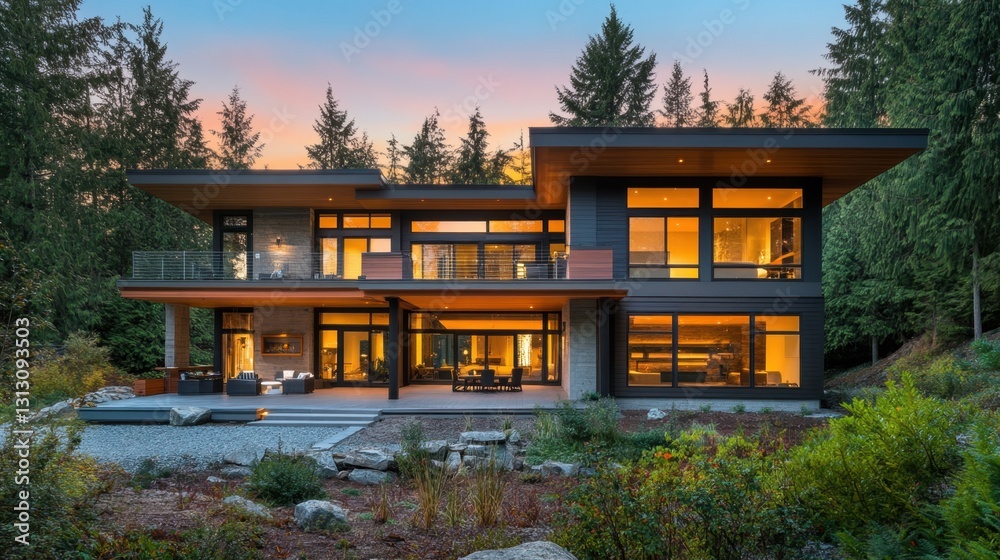 A modern house with energy-efficient tinted windows, designed for sustainability and aesthetics. A modern house with energy-efficient tinted windows, designed for sustainability and aesthetics.