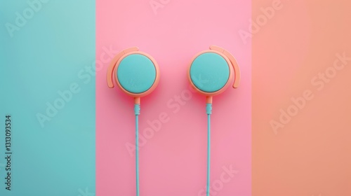 Colorful headphones on a pastel background, showcasing a modern design ideal for lifestyle and music enthusiasts