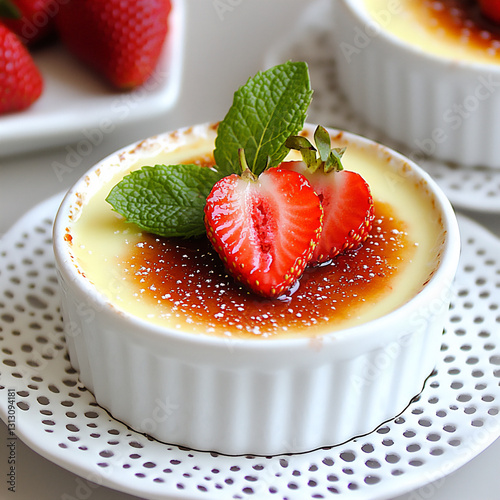  garnished strawberry crame bralae photo