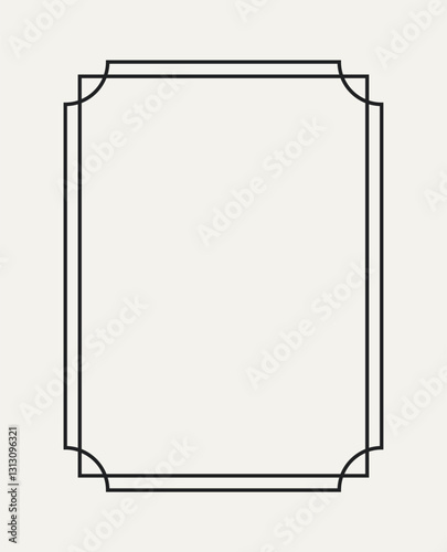 Simple outline frame. Abstract geometric frame with editable stroke. Thin border with double stroke. Design element for printing. Linear vector illustration isolated on background