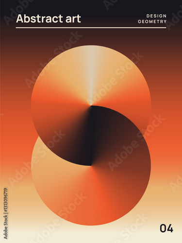 Abstract gradient poster. Minimalistic flyer or cover template with round intersecting geometric shapes and space for text. Design element for print. Cartoon 3D vector illustration in modern art style