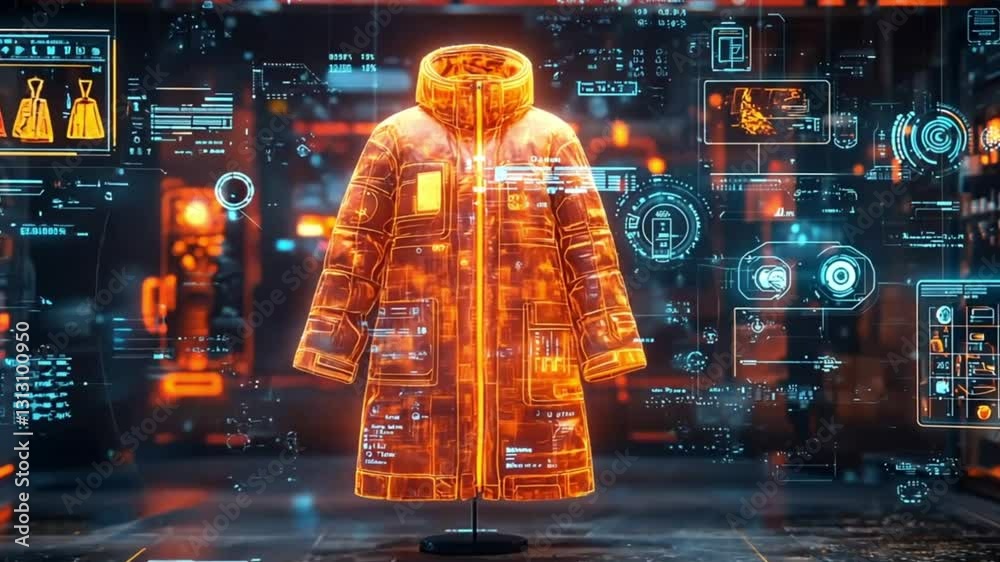Futuristic Jacket Display in Tech Showroom