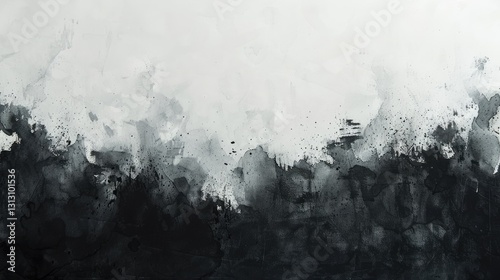 Obraz na płótnie Abstract monochrome artwork featuring a gradient of black and white shades with textured brush strokes w salonie