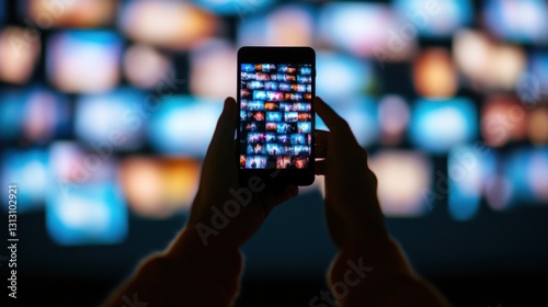 Wallpaper Mural Hands hold streaming content phone Torontodigital.ca