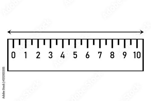 Measurement ruler icon. Numeric scale tool. Length indicator symbol. Vector illustration.