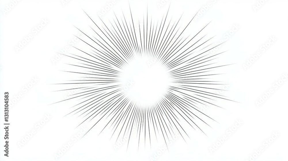 Obraz premium Abstract burst of light, radiating lines on white background. Minimalist design, graphic art.