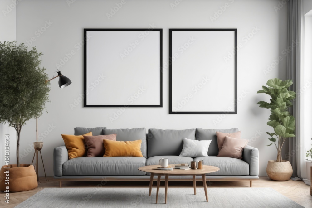 Fototapeta premium blank frame for mockup in Modern living room with a stylish sofa and elegant decor