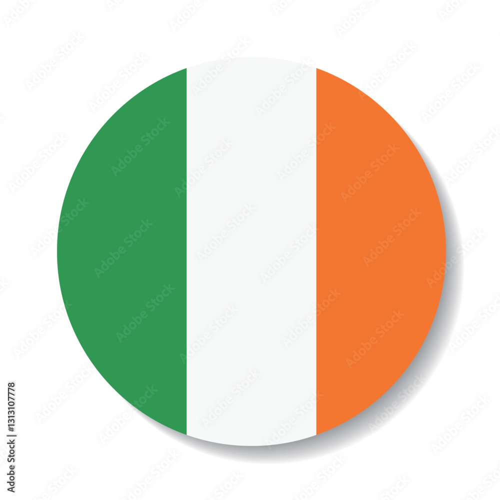 The flag of Ireland. Flag icon. Standard color. Circle icon flag. 3d illustration. Computer illustration. Digital illustration. Vector illustration. The flag of Ireland. Flag icon. Standard color. Circle icon flag. 3d illustration. Computer illustration. Digital illustration. Vector illustration.