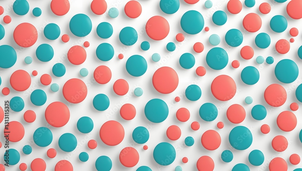 Vibrant and modern flat vector art of blue-green polka dots of different sizes scattered on a white background. Evokes feelings of fun, cheerfulness and creativity. Vibrant and modern flat vector art of blue-green polka dots of different sizes scattered on a white background. Evokes feelings of fun, cheerfulness and creativity.