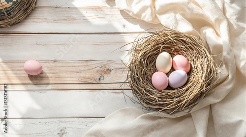 Easter Still Life with Pastel Eggs