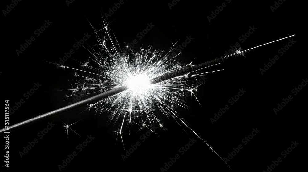 Obraz premium Bright sparks of a burning firework light up the dark background.