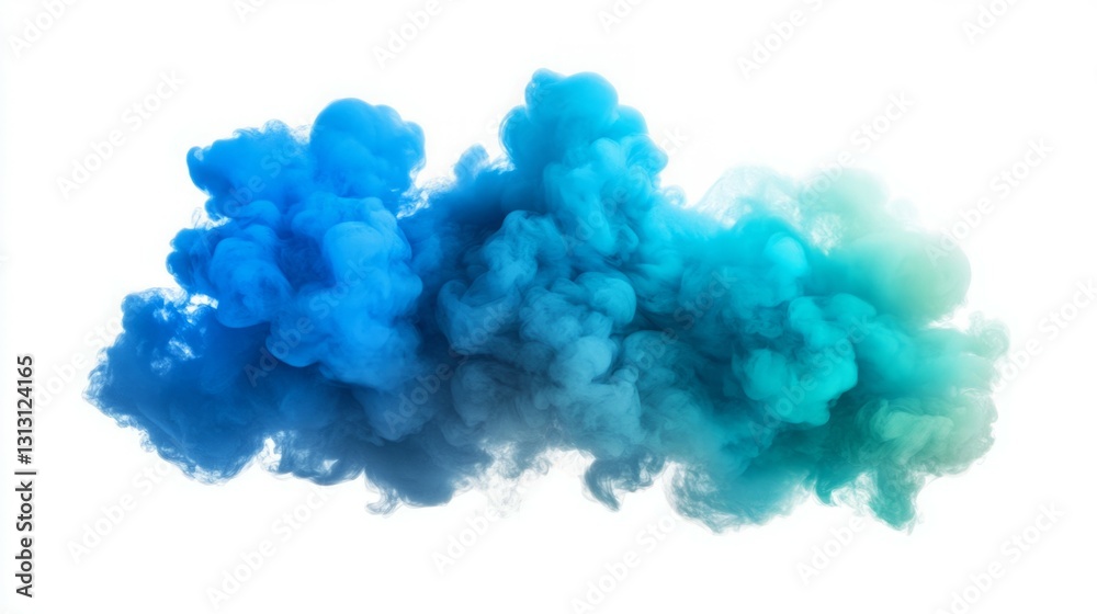 Abstract blue and teal smoke cloud against a white background. Abstract blue and teal smoke cloud against a white background.
